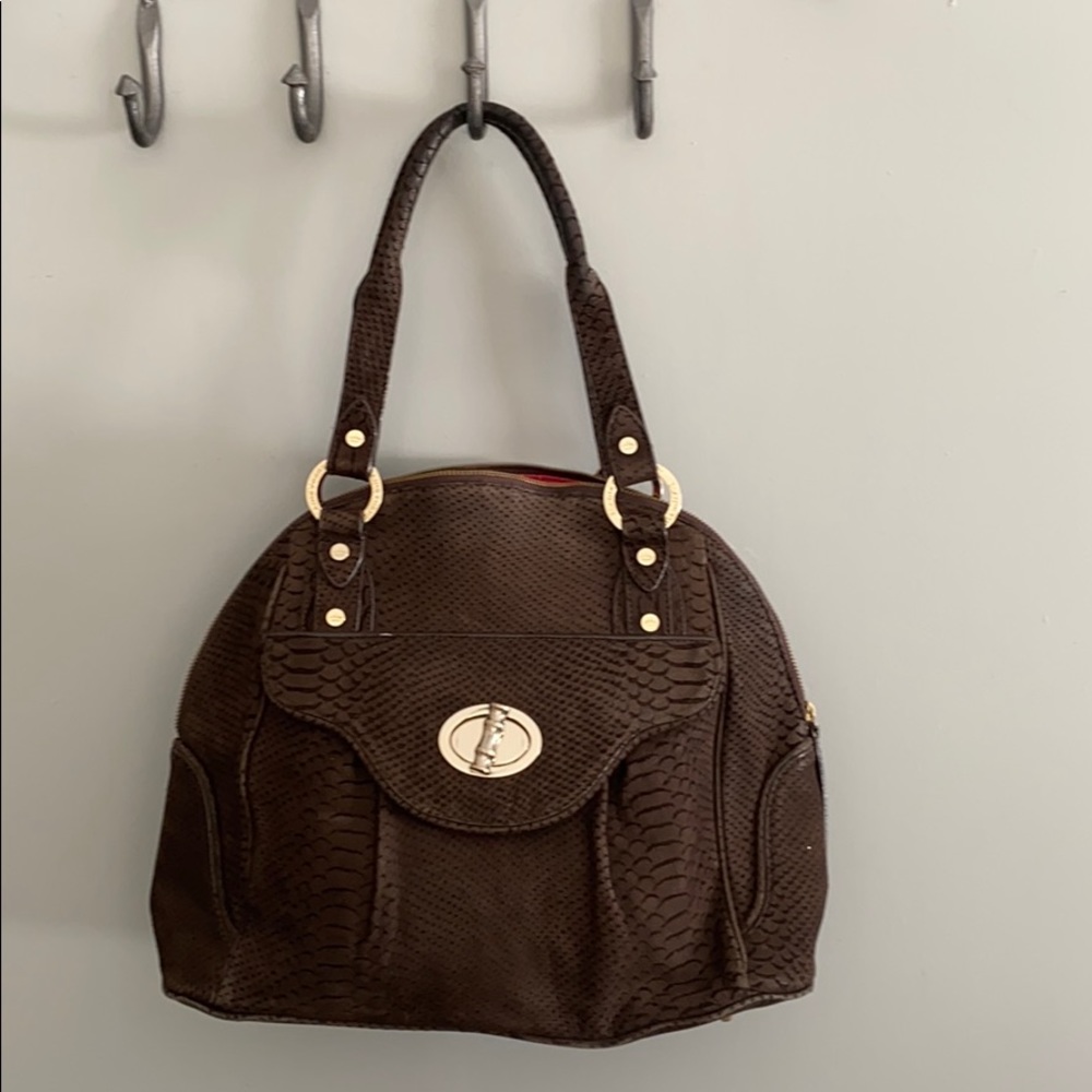 Elaine Turner Brown Suede Shoulder Bag VGUC
